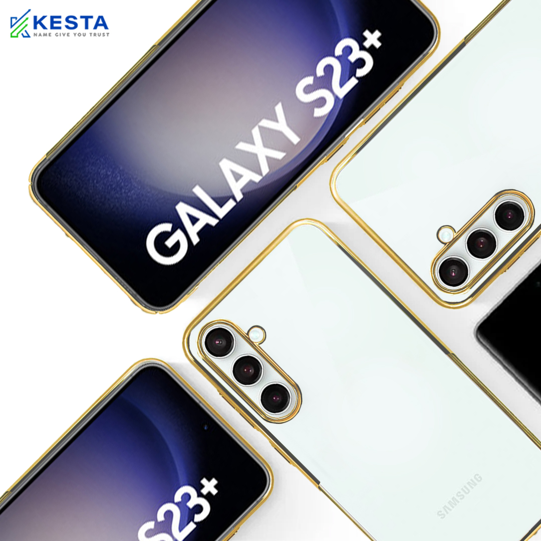 Samsung S23 Plus Cover - Noble Luxurious Gold Transparent Case (Slim Non Slip Grip)